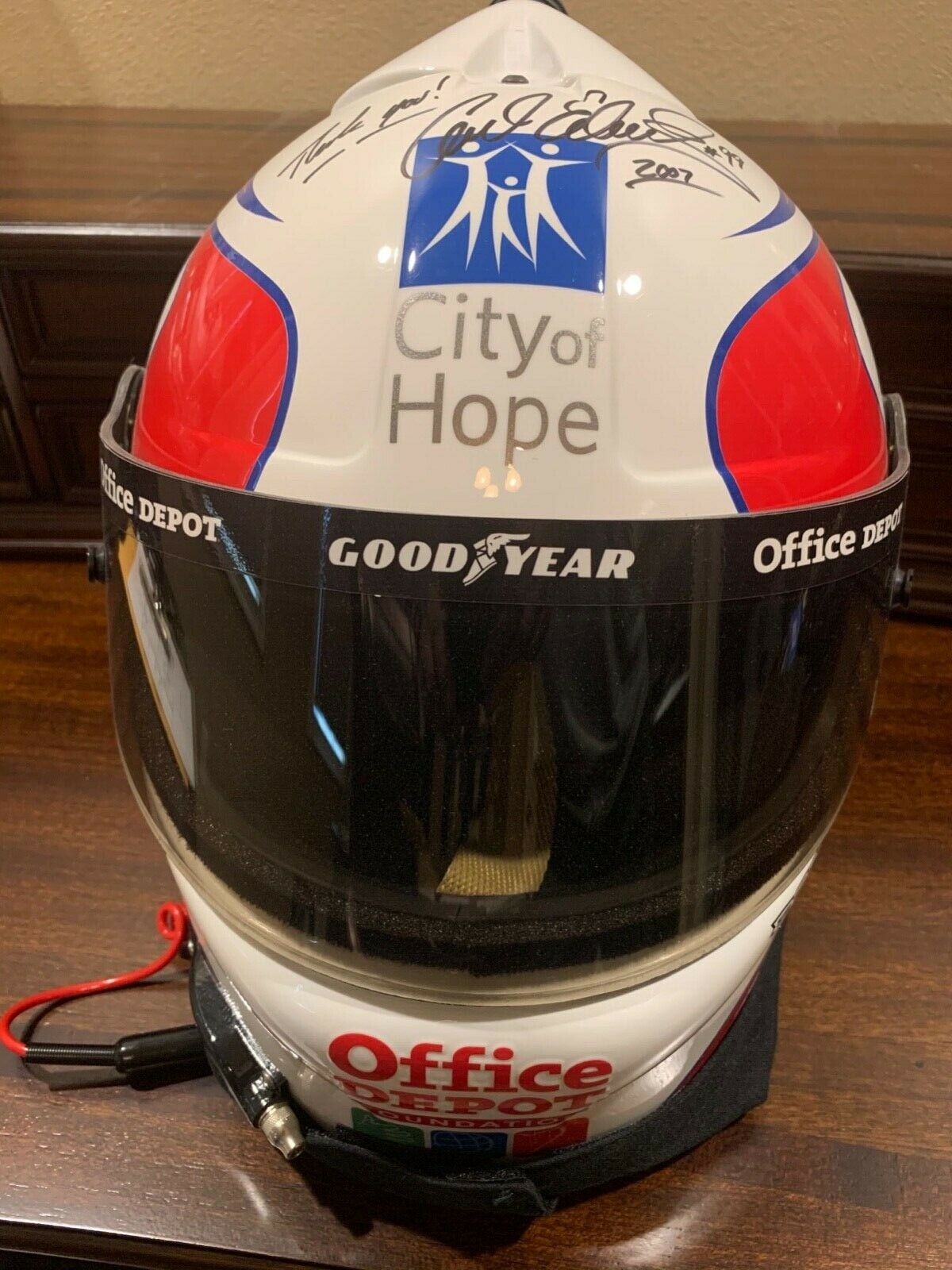 Signed Carl Edwards NASCAR Race Used Office Depot Helmet - Race Used 360